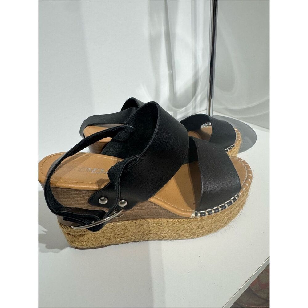 Soda Black Espadrille Platform Wedge Sandals